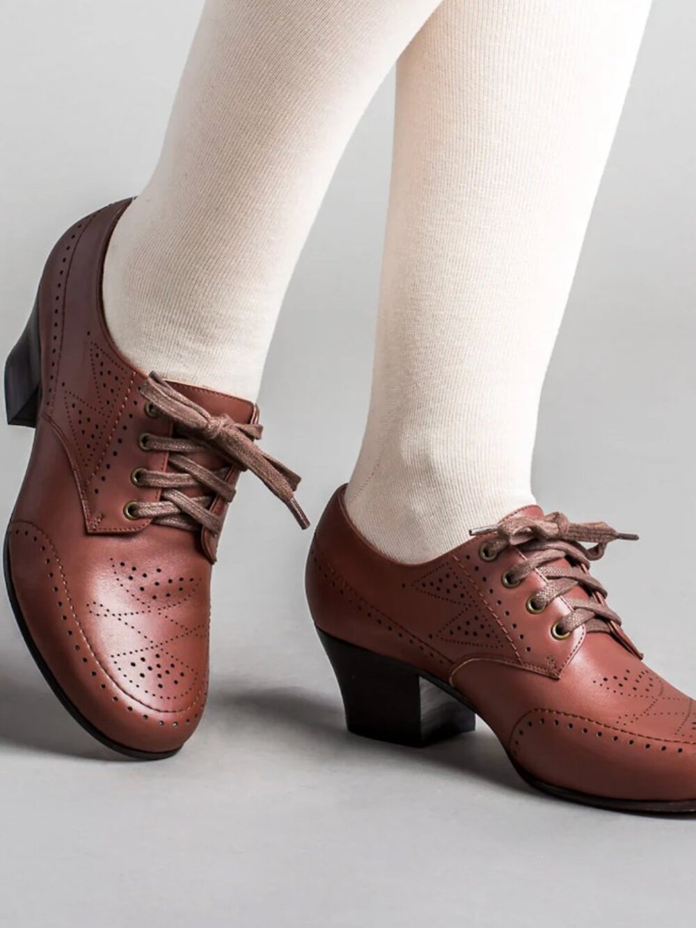 American Duchess Claire Brown Heeled Oxford Shoes Size 9.5 - Picture 1 of 6